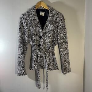 90s Harvé Benard Leopard Print Belted Jacket | Peplum Blazer Made in USA | L